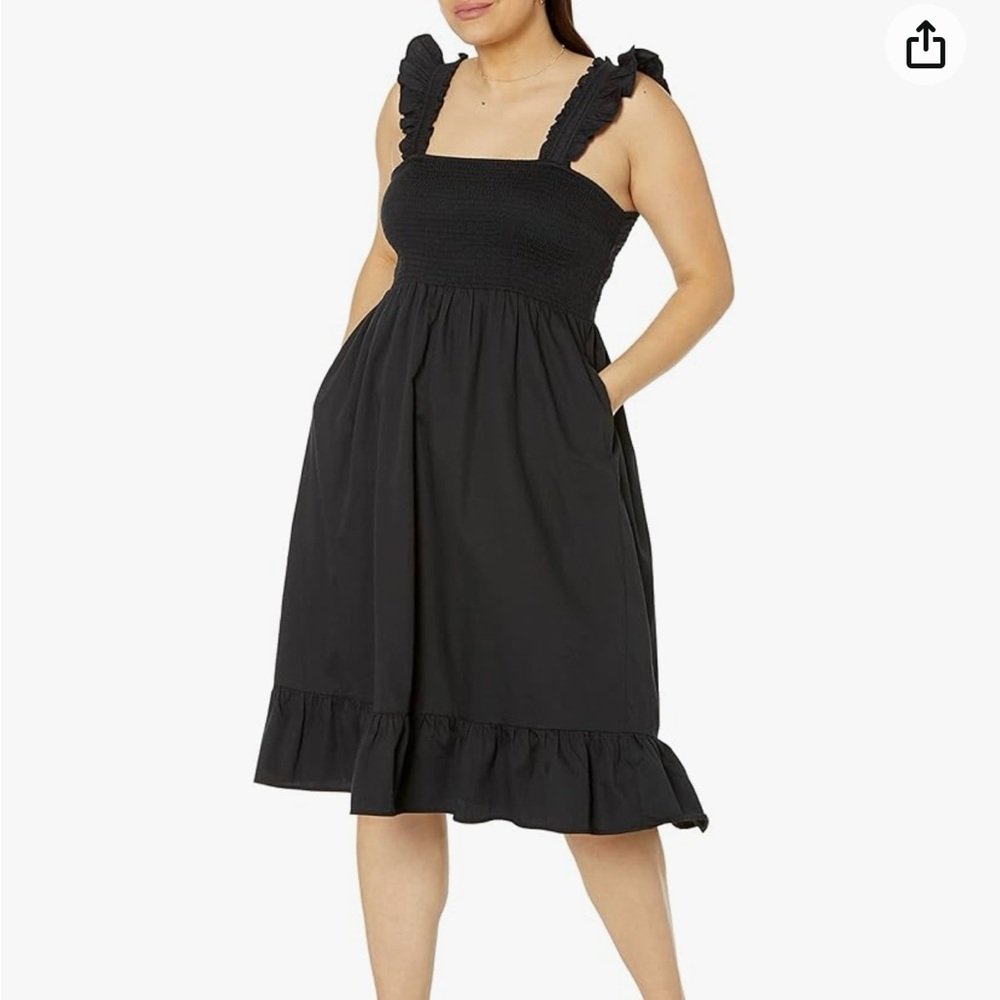 Black ruffle midi dress - Picture 6 of 6
